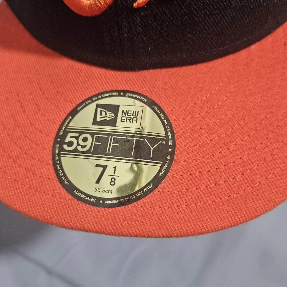 New Era 59Fifty MLB Baltimore Orioles O's Black/Orange Fitted Hat - Size 7 1/8